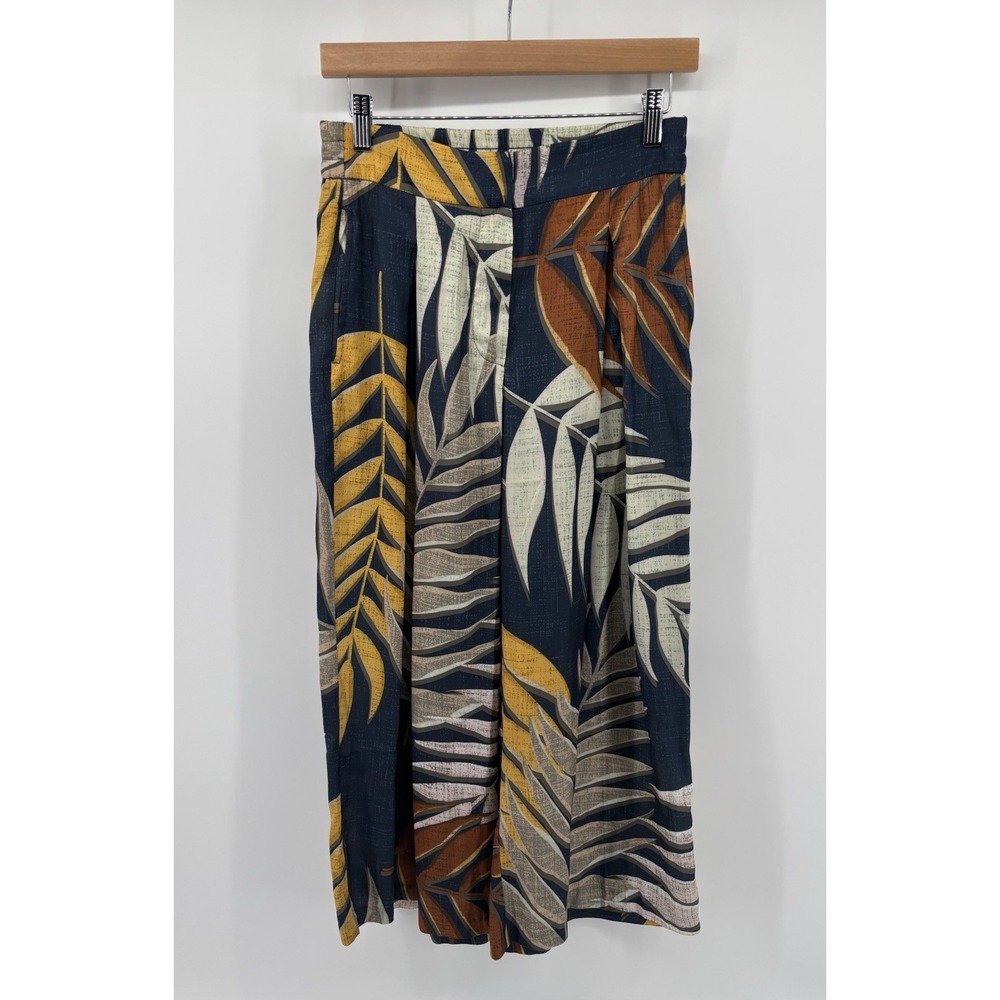 Philosophy Wide Leg Crop Pants Women's Sz S Tropical Floral Palazzo Flowy Boho